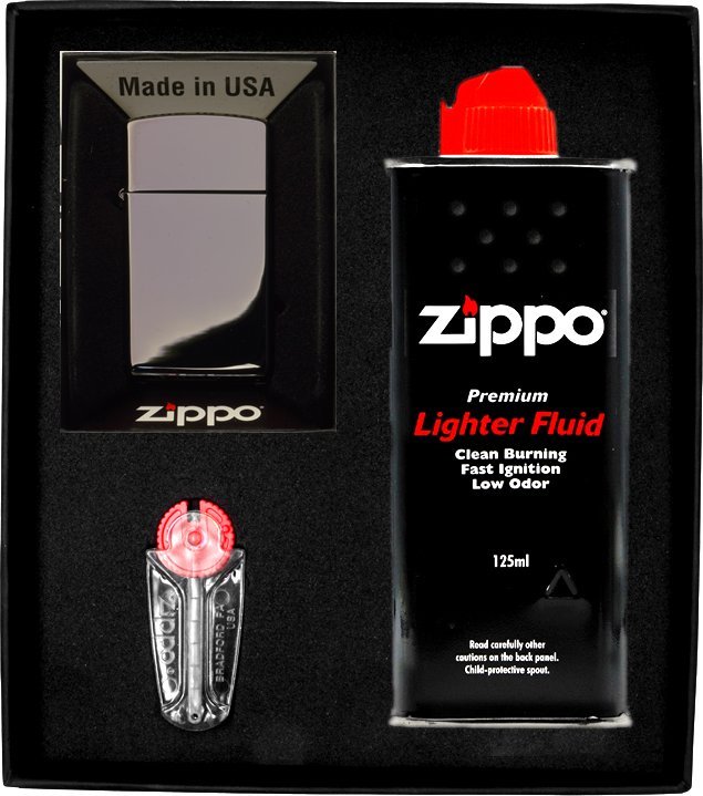 Zestaw ZIPPO Zapalniczka BLACK ICE SLIM Prezentowy No1