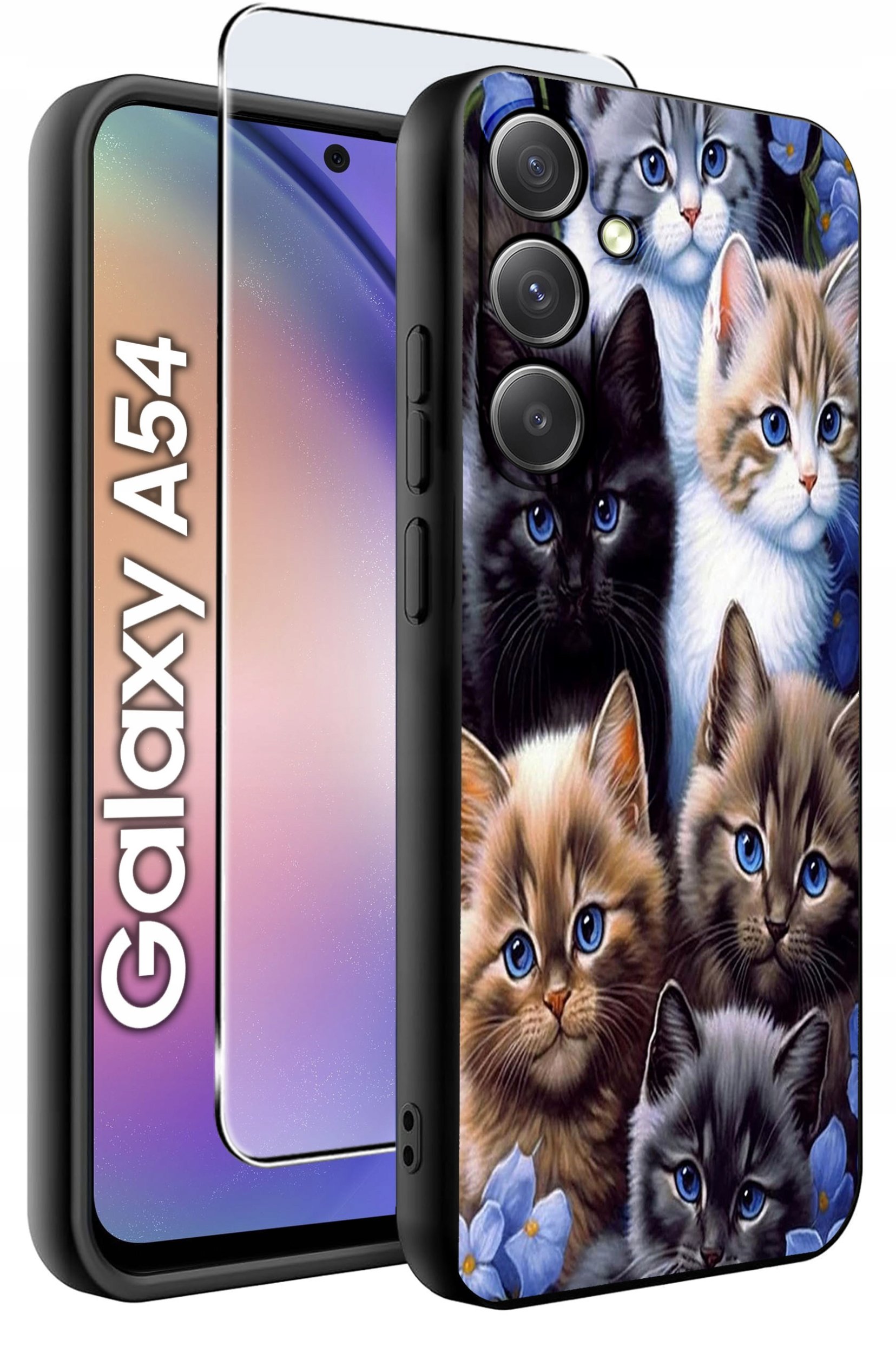 ETUI do Samsung A54 5G WZORY | SILIKONOWE MATT CASE + SZKŁO 9H