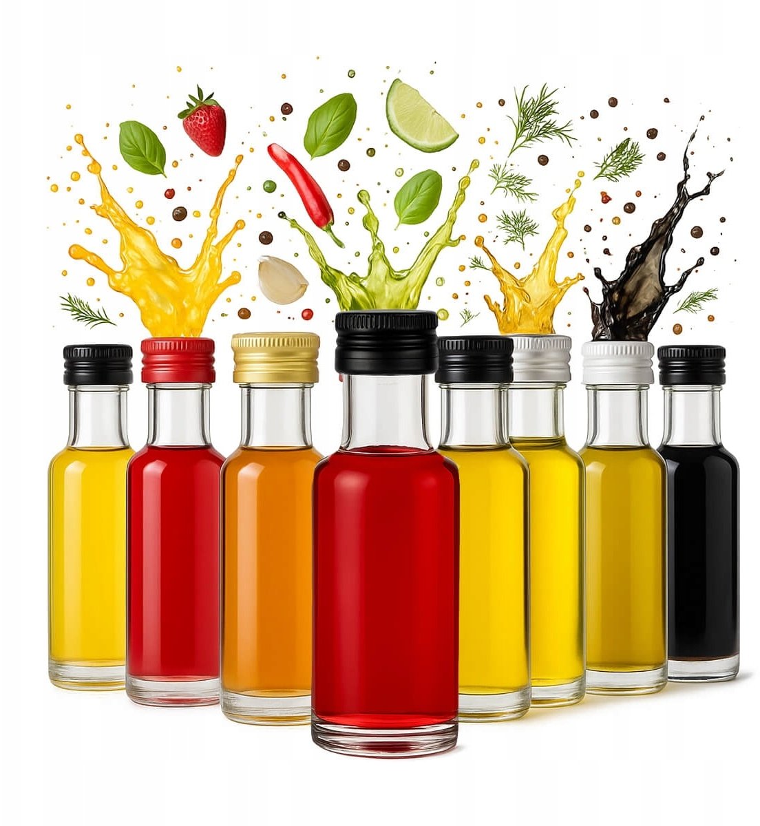 100x Pojemnik Butelka Szklana DORICA 20ml na Nalewki Próbki Alkohol Likier