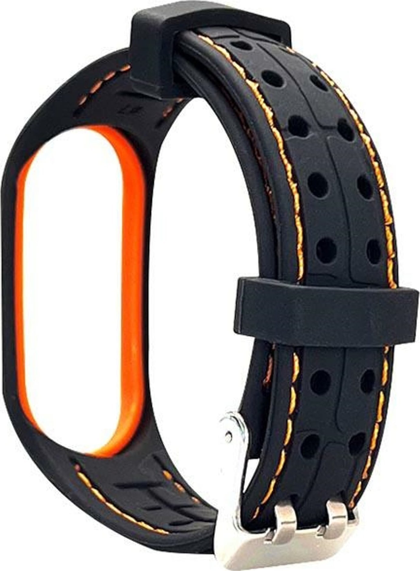 Beline Beline pasek Mi Band 3/4 Smart czarno-pomarańczowy black/orange