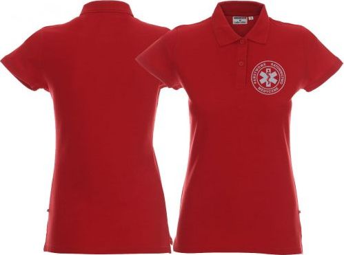LPP - Promostars Koszulka Polo ratownicza czerwona damska odblaskowa FUNKCYJNA - nadruk przód