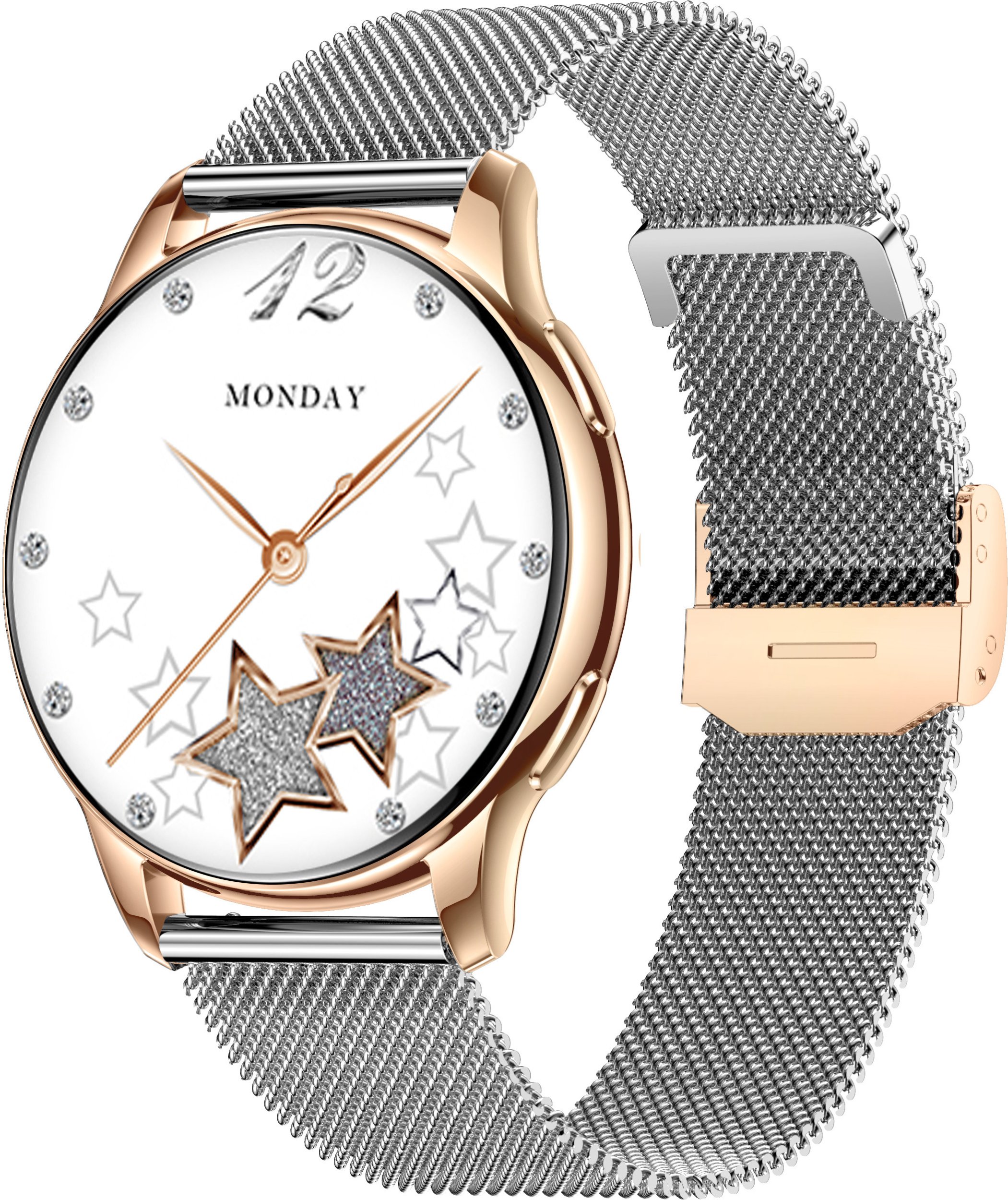 Smartwatch damski Rubicon -Asturia - AMOLED rozmowy BT tętno SpO IP67 złoty