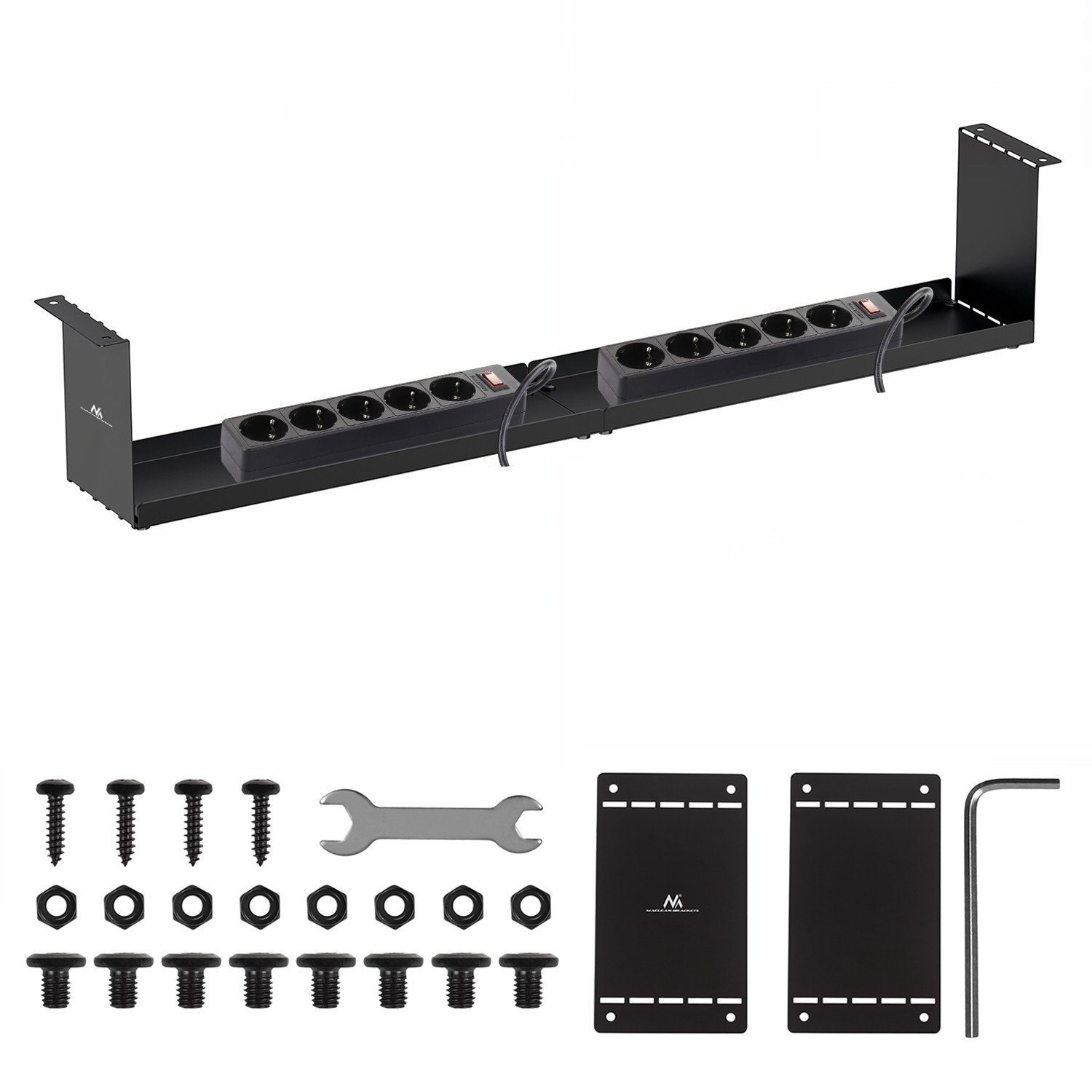 Kompaktowy organizer podbiurkowy na kable Maclean, max. obciążenie 5kg, czarny, MC-107 B