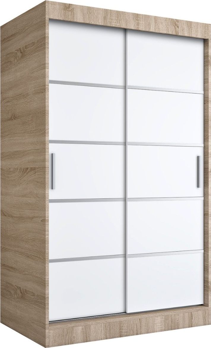 MKPOL Szafa przesuwna MODUO COMFORT 120 dąb sonoma/biała mat z listwami
