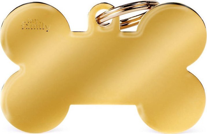 Zawieszka Adresówka Identyfikator z grawerem dla psa i kota duża złota kość XL