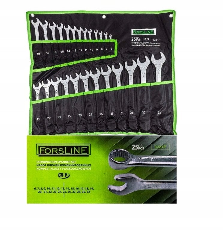 Zestaw kluczy płasko-oczkowych 25el. (6-32mm)