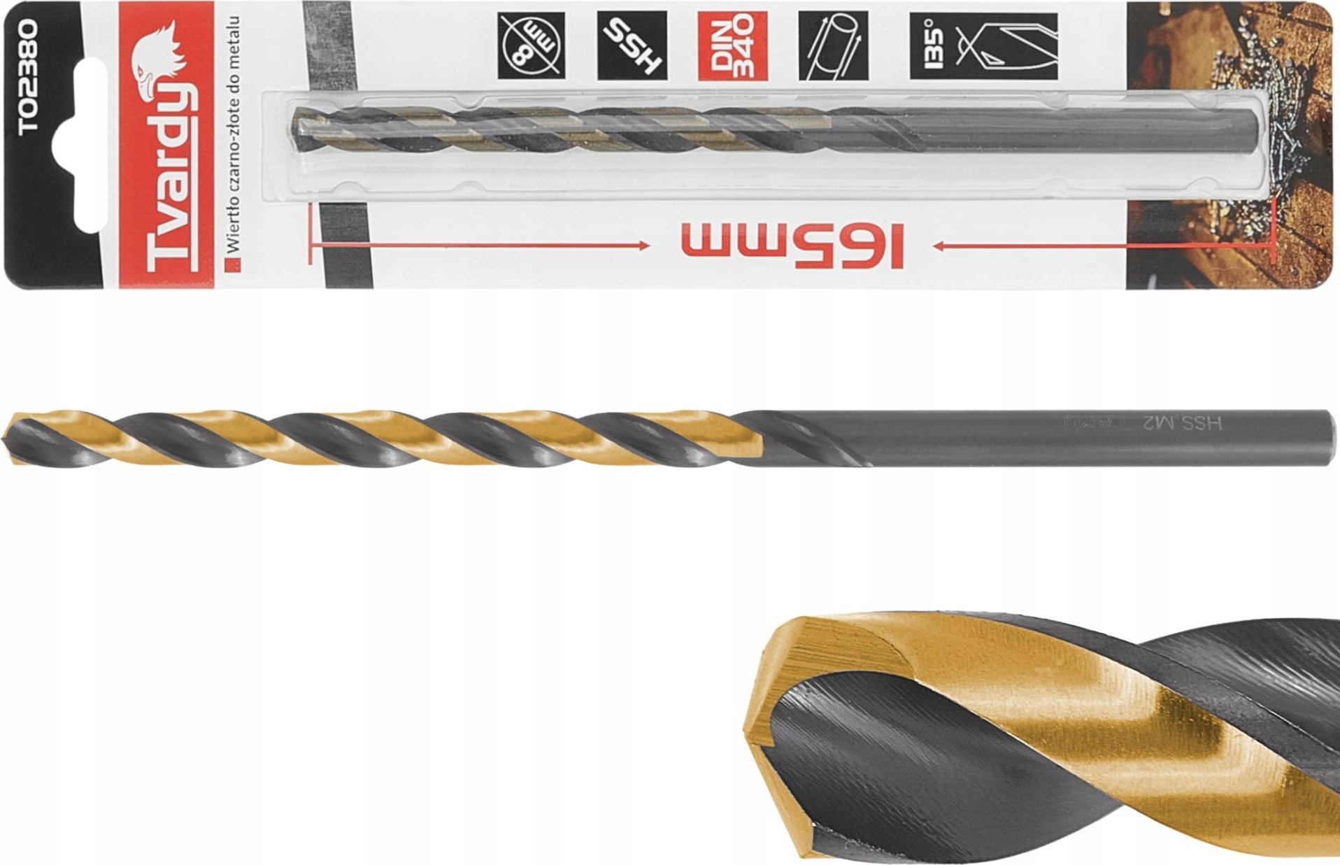 Wiertło Tvardy Wiertło czarno-złote do metalu HSS podtaczane 14.00mm (1/50/100)