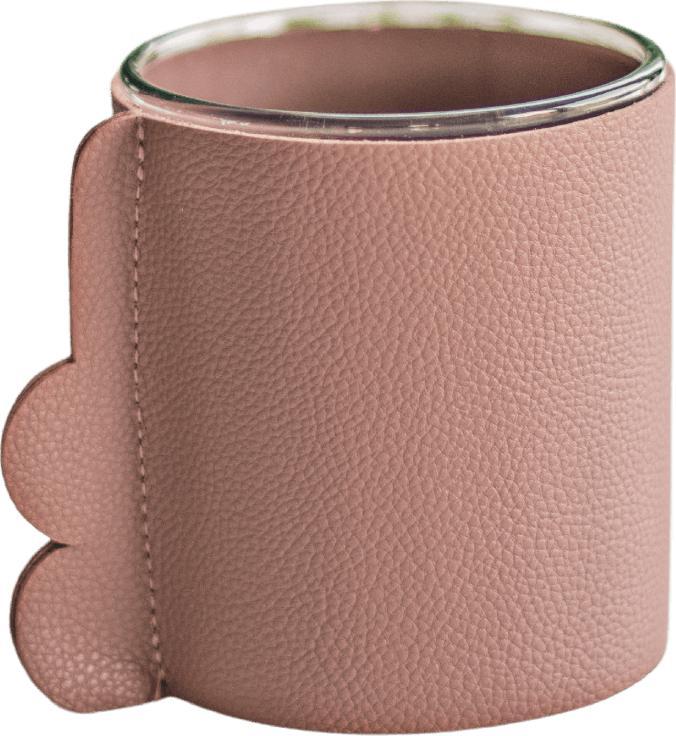 Tajemniczy ogród Wazonik w skórzanej osłonce brudny róż 10 cm