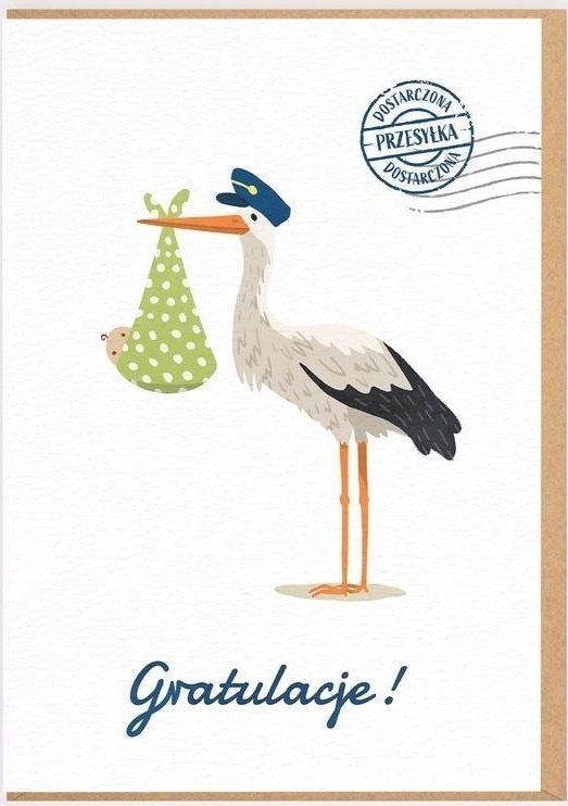 Nadwyraz.com Karnet Narodziny - Bocian gratulacje