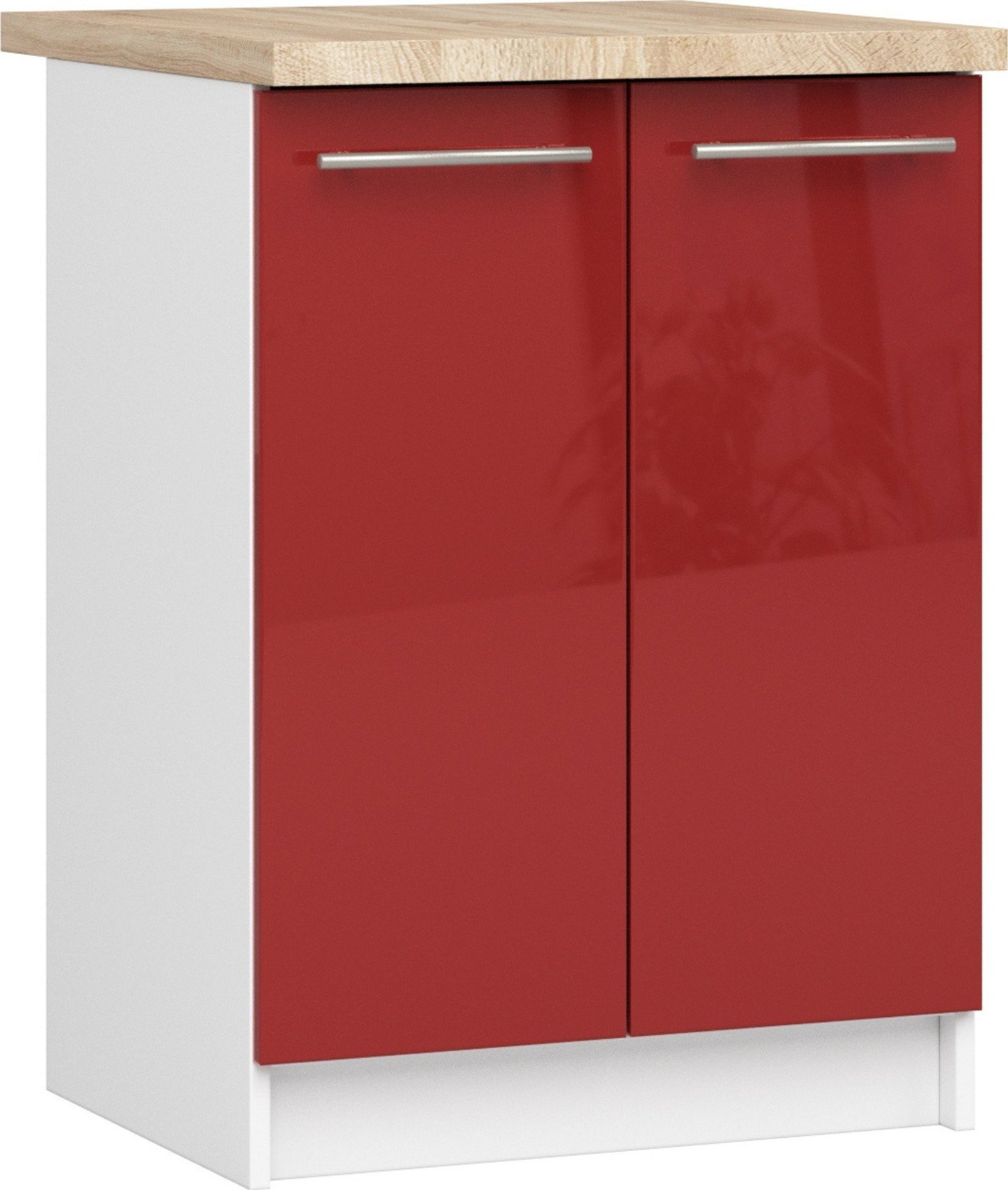 Fabryka Mebli Akord SZAFKA KUCHENNA OLIWIA S 60cm 2D + BLAT BIAŁA / CZERWONY POŁYSK