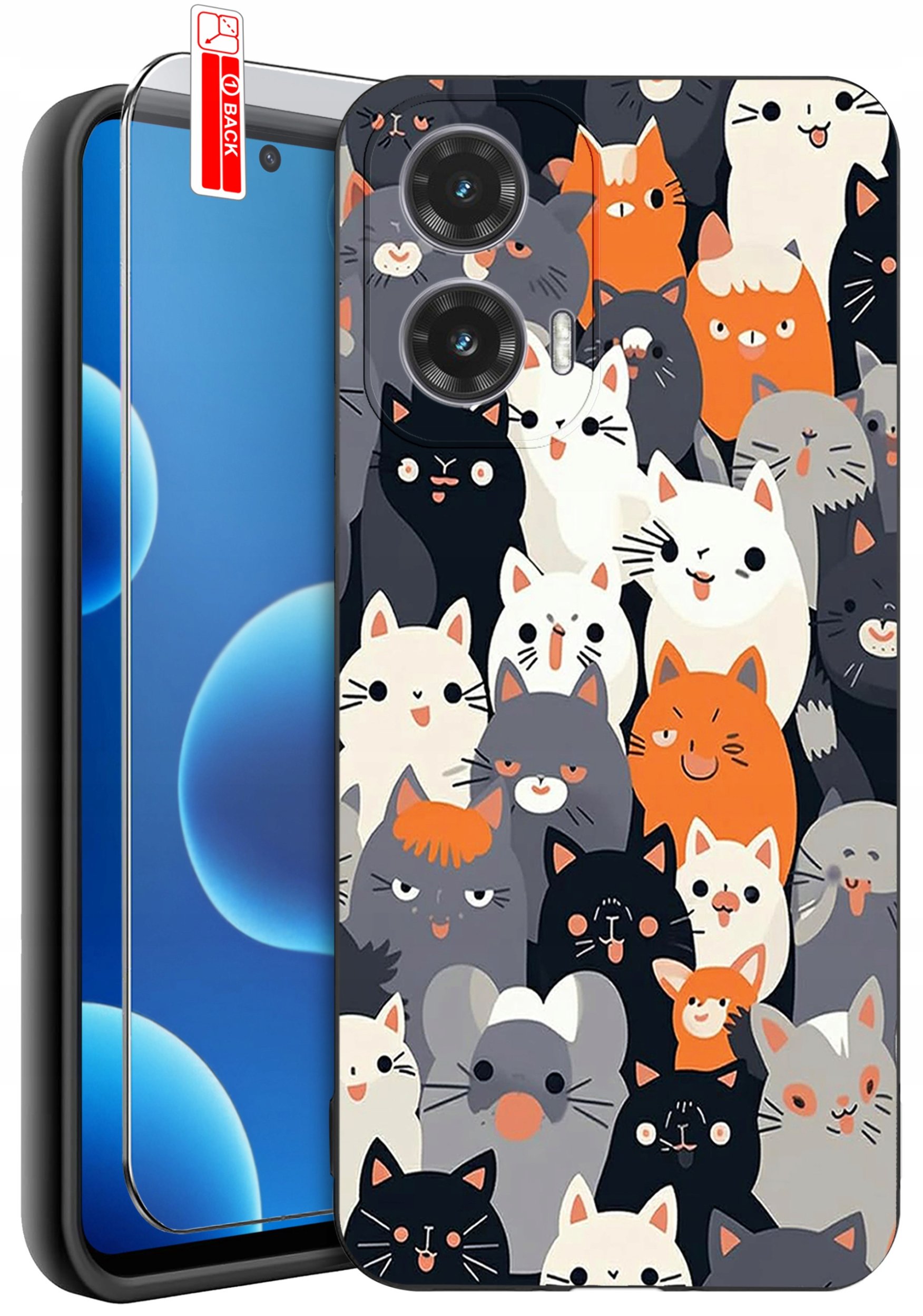 ETUI do Motorola Moto G45 5G | WZORY | SILIKONOWE MATT CASE + SZKŁO 9H