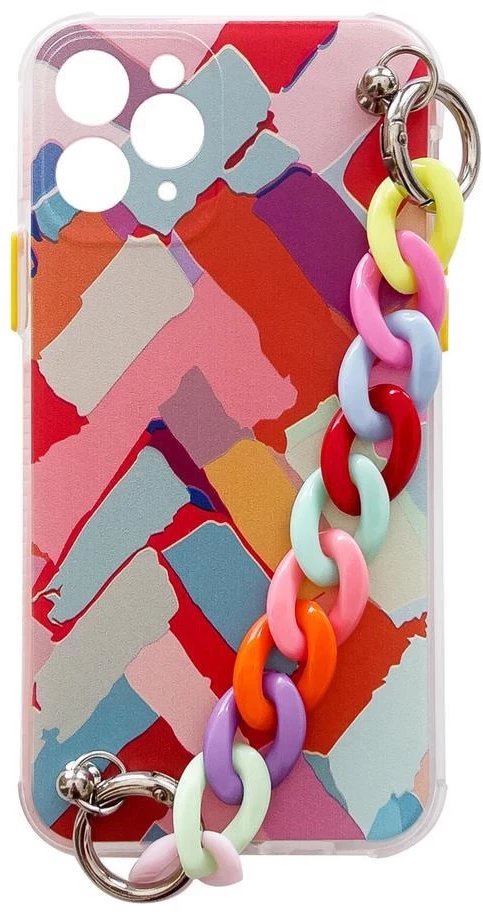 COLOR CHAIN CASE ŻELOWE ELASTYCZNE ETUI Z ŁAŃCUCHEM ŁAŃCUSZKIEM ZAWIESZKĄ DO SAMSUNG GALAXY S21 5G WIELOKOLOROWY (3)