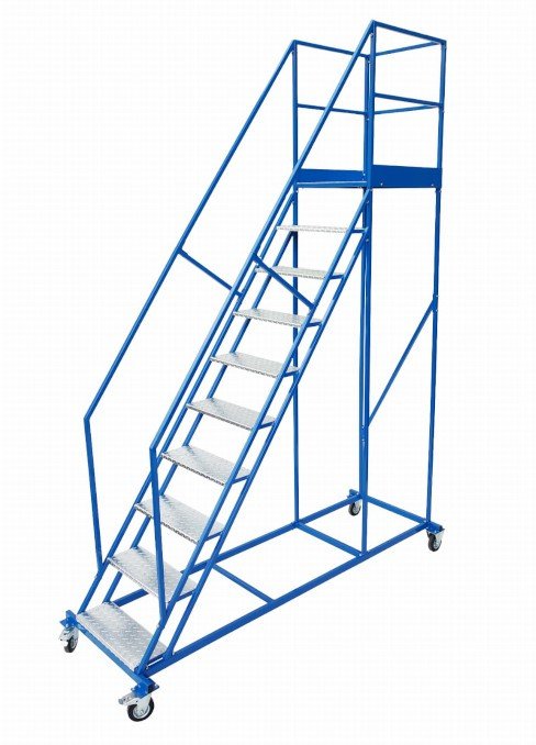 Stalowy podest roboczy, jezdny 9 stopni i platforma (standard)