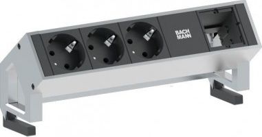 Listwa zasilająca Bachmann DESK2 3 gniazda srebrna