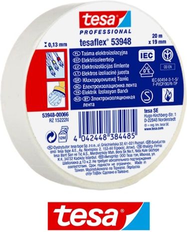 Tesa Taśma elektroizolacyjna 5000V PVC 20m 19mm biała