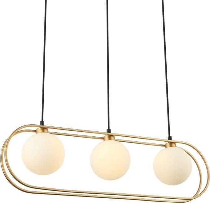 Lampa wisząca Italux Modernistyczna LAMPA wisząca GROSETTA PND-53423-3-GD Italux owalny zwis do sypialni złoty biały