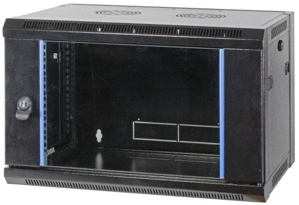 EFB 19Zoll Wandgehaeuse SCHWARZ 21HE Flat Pack Tiefe 600mm nicht vormontiert RAL9005 IP20 Abschliessbar mit Glasfront