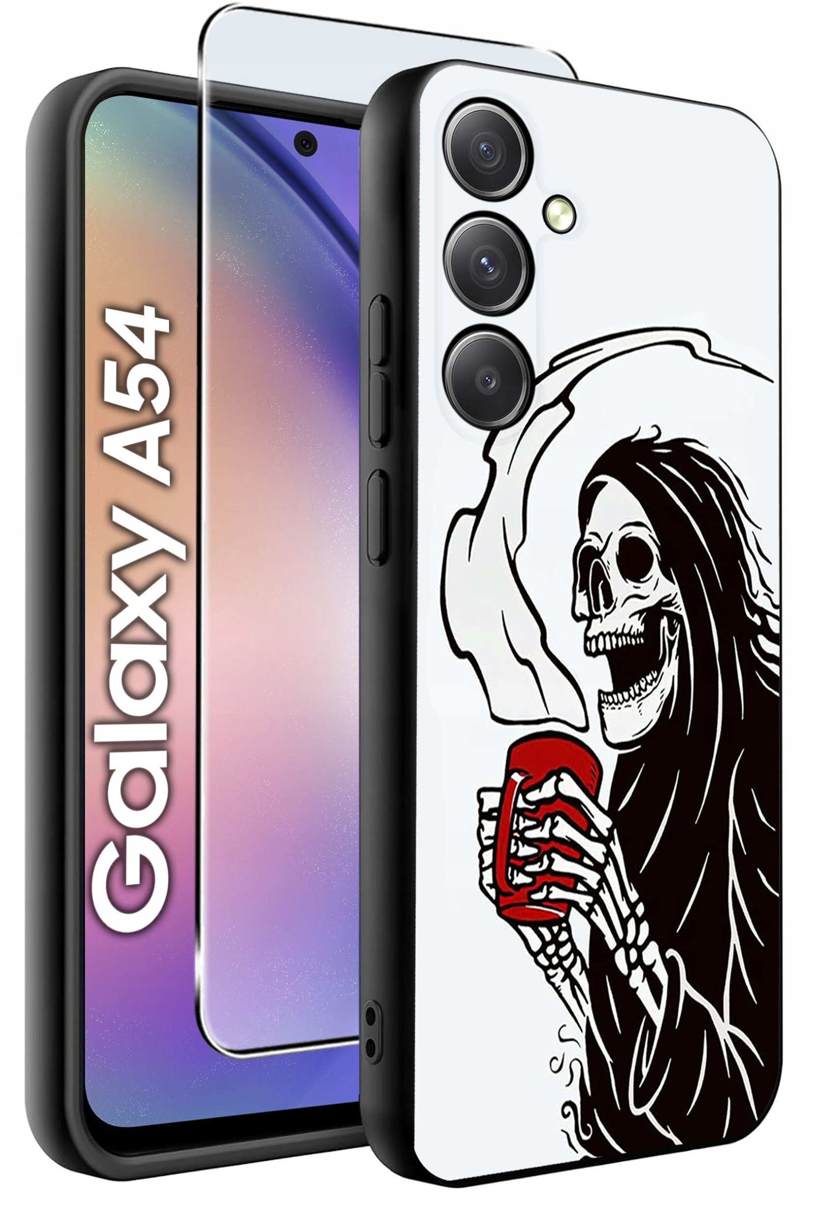 ETUI do Samsung A54 5G WZORY | SILIKONOWE MATT CASE + SZKŁO 9H