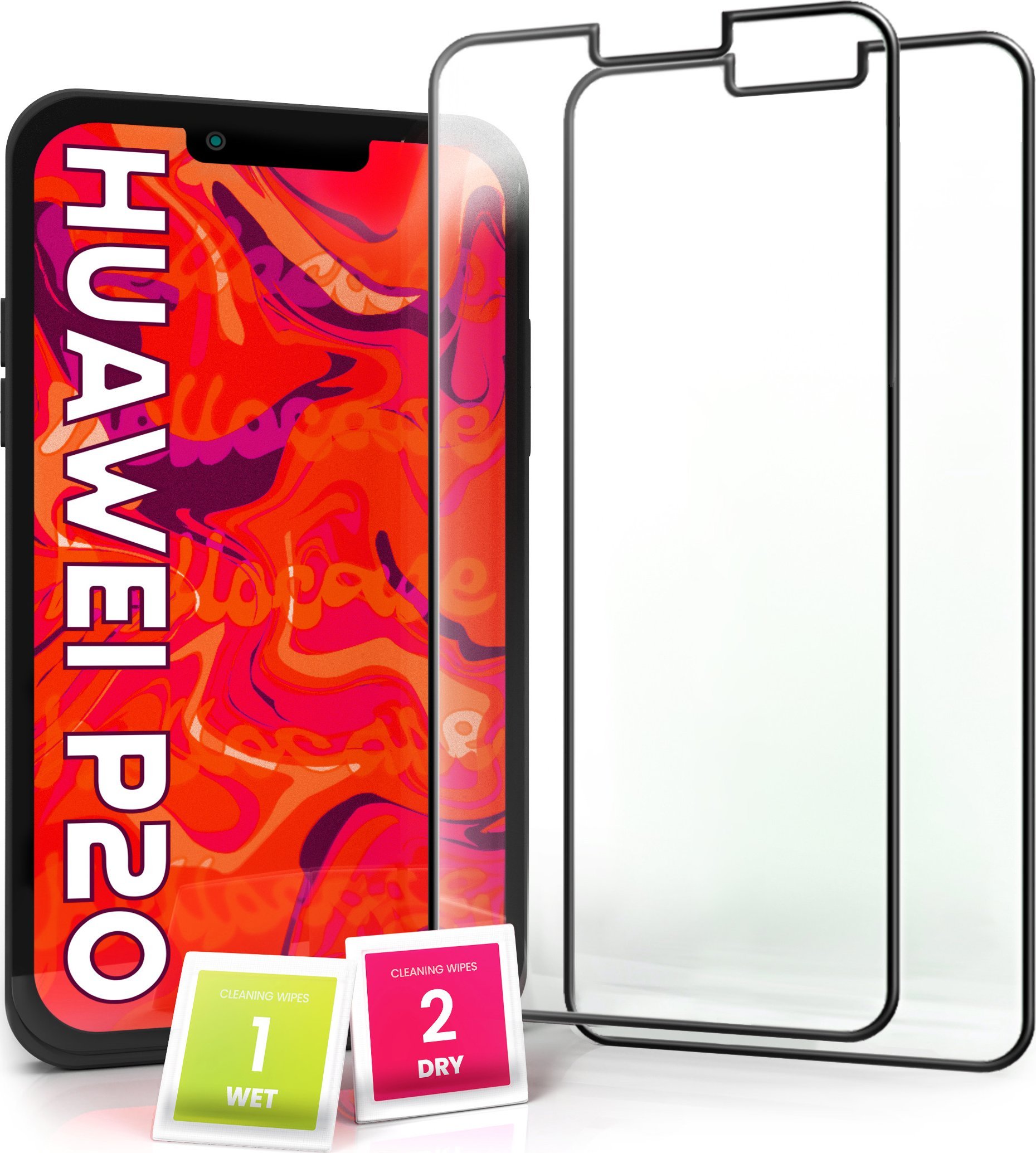 Hello Case 2-pak Szkło Hartowane do Huawei P20 Ochronne Pełne Na cały ekran 5D 9H