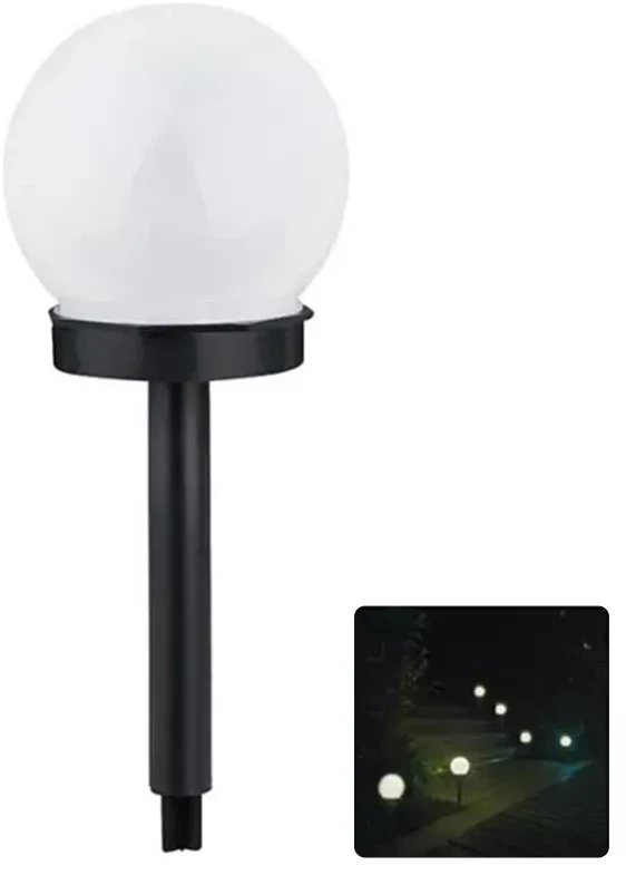 Kula solarna 10/30cm sferyczna lampa ogrodowa biała zimna wbijana