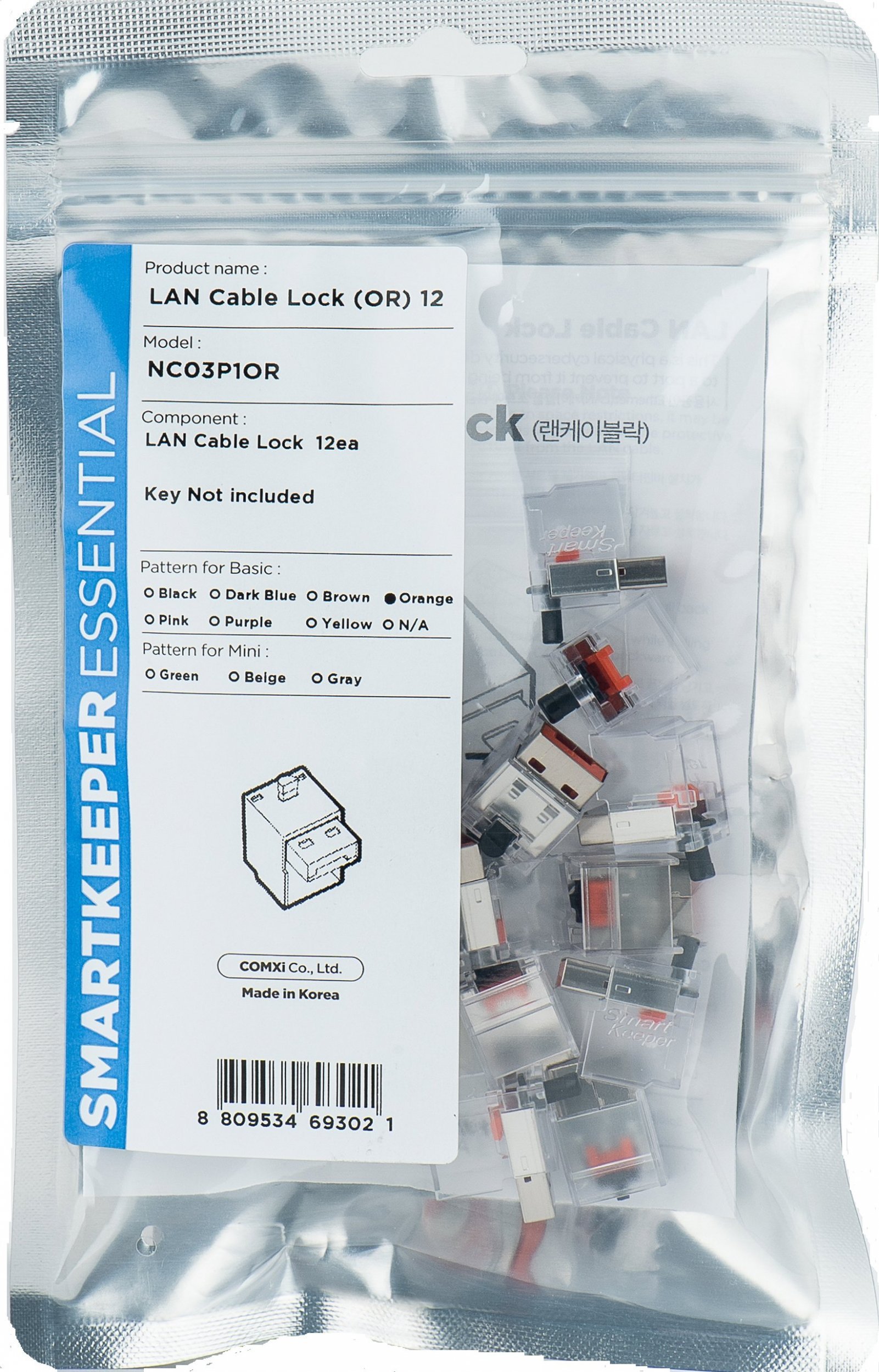 Smartkeeper Basic LAN Cable Lock 12 - 12x záslepka, oranžová