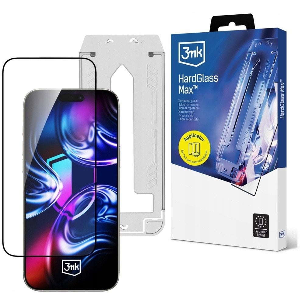 Szkło hartowane 3MK HardGlass Max z aplikatorem do Apple iPhone 16 Pro/17