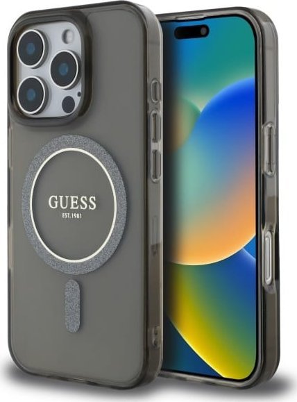 Guess Guess GUHMP16XHFGEREK iPhone 16 Pro Max 6.9" black/black hardcase IML Glitter Circle MagSafe