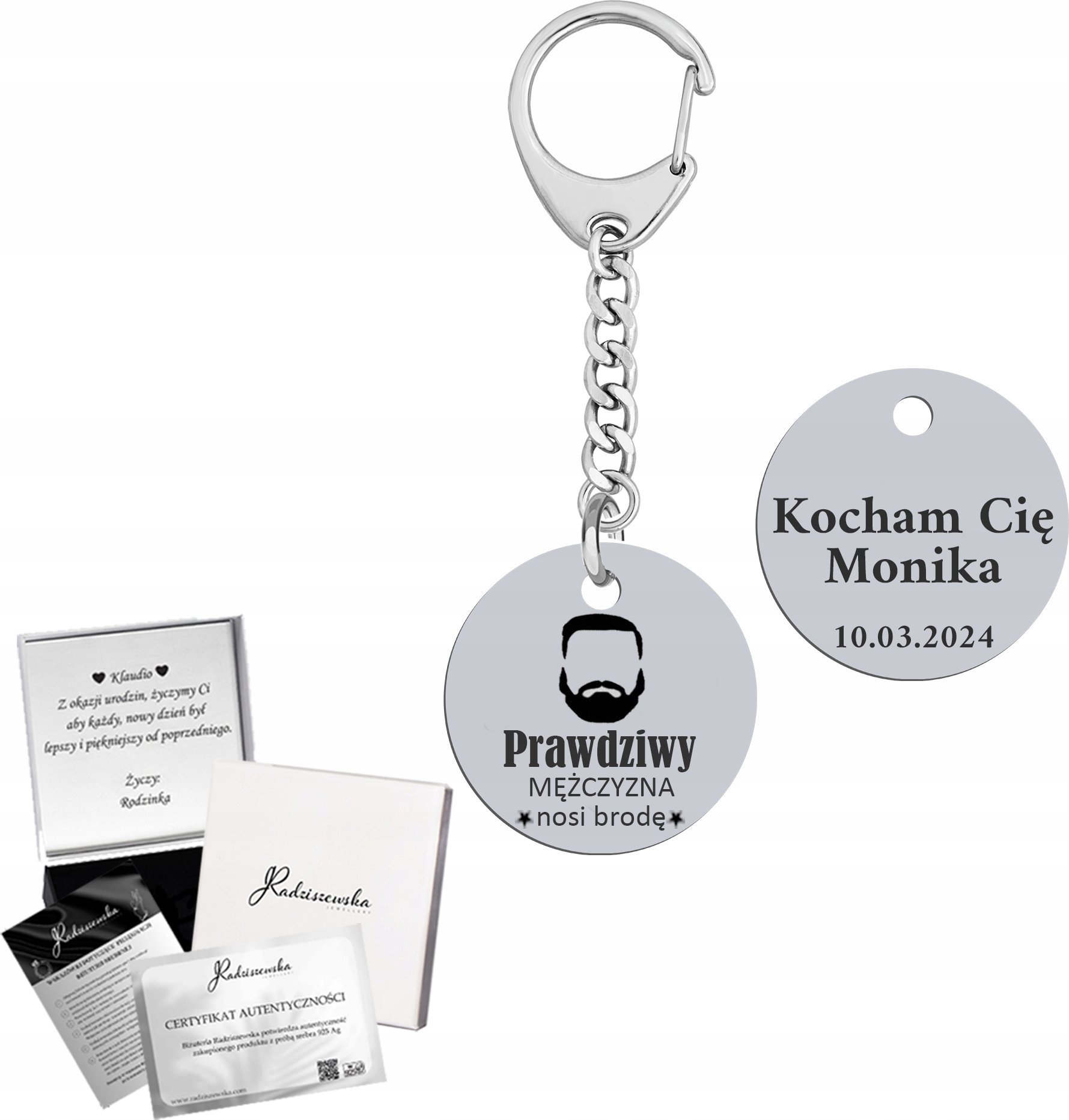 Radziszewska Jewellery Brelok do Kluczy Męski Prawdziwy Mężczyzna Dzień Ojca Prezent GRAWER GRATIS
