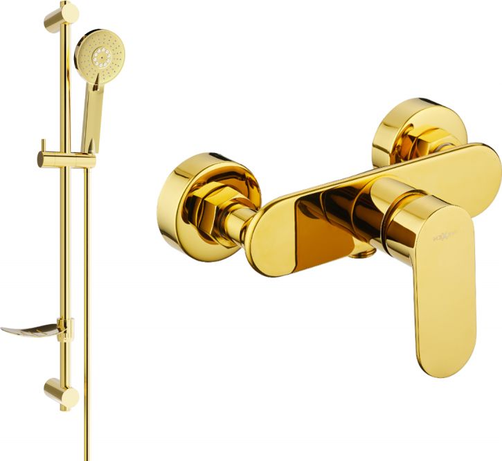 Bateria prysznicowa Mexen Mexen Milo DF40 bateria prysznicowa z zestawem prysznicowym, złota - 7134R40-50