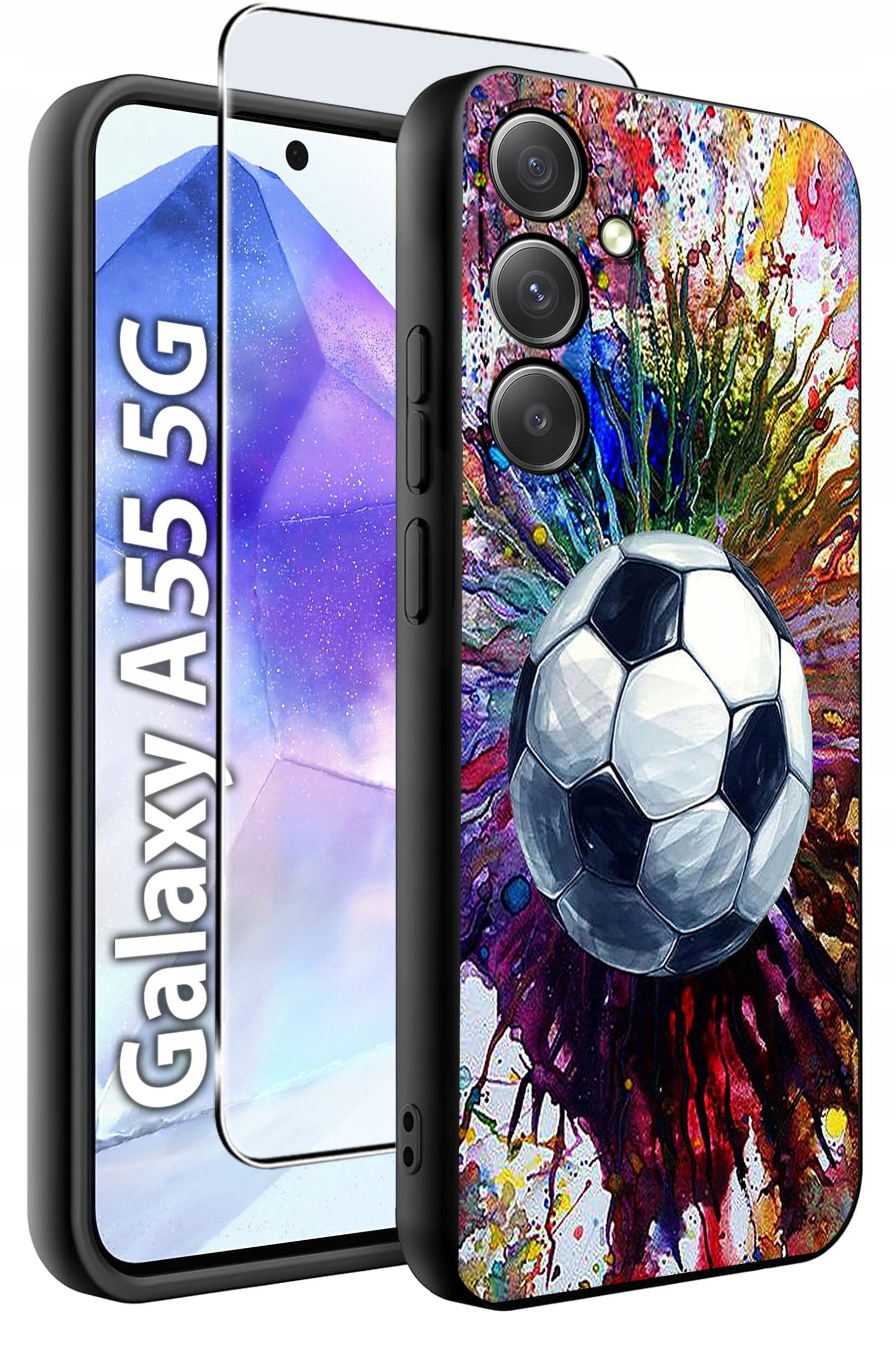 ETUI do Samsung A55 5G WZORY | SILIKONOWE MATT CASE + SZKŁO HARTOWANE 9H