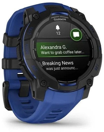 Smartwatch Garmin Instinct 3 AMOLED 45mm czarny z paskiem w kolorze czarnym / black / bolt blue
