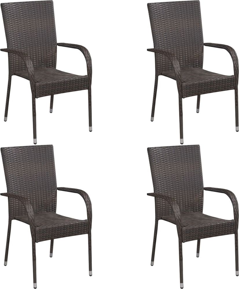 vidaXL Sztaplowane krzesła ogrodowe, 4 szt., polirattan, brązowe