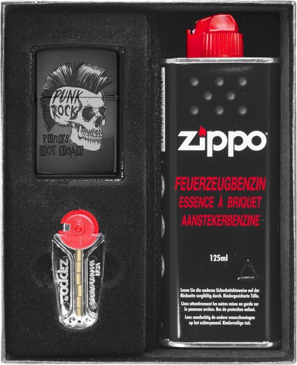 Zestaw ZIPPO Zapalniczka PUNK ROCK SKULL Prezentowy No1