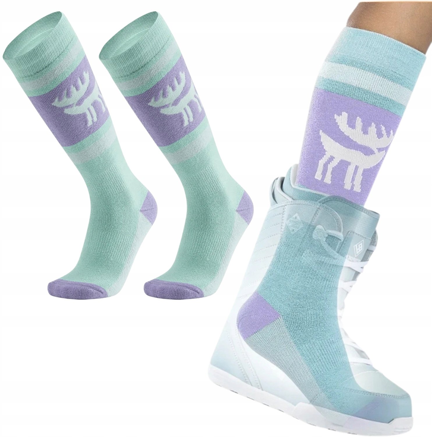 Skarpetki narciarskie Qunature 037202 rozmiar 43-48 (L/XL) - fioletowo-zielone