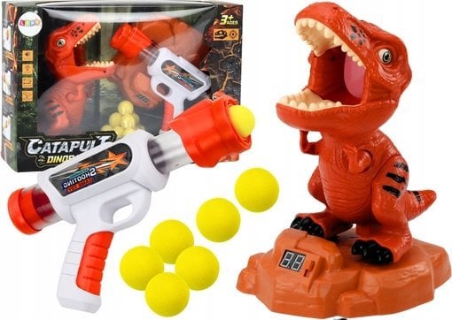 LeanToys Gra Strzelanie Do Dinozaura Zręcznościowa Kulki Pistolet Zestaw