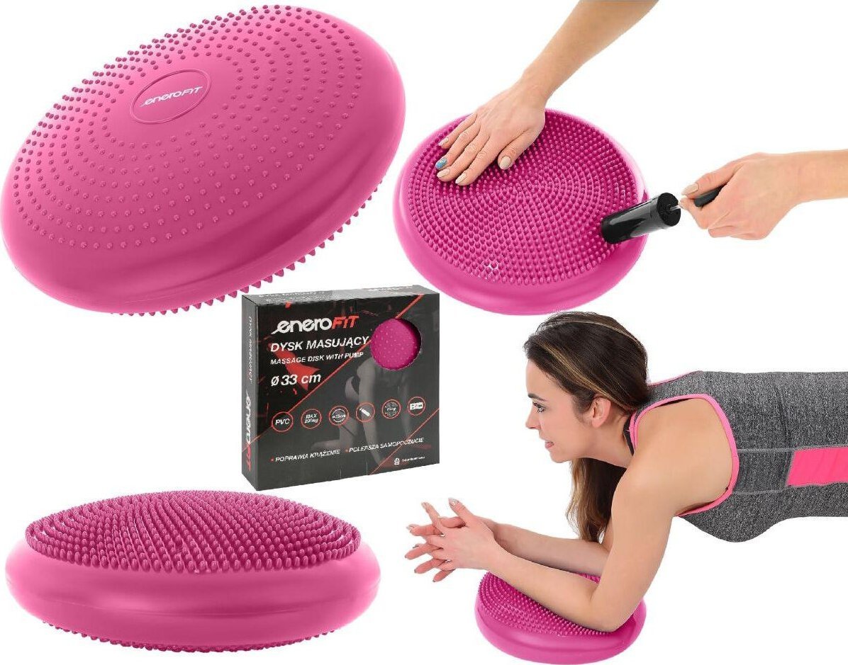ENERO FIT DYSK PODUSZKA SENSOMOTORYCZNA Z POMPKĄ 33CM RÓŻOWY ENERO FIT