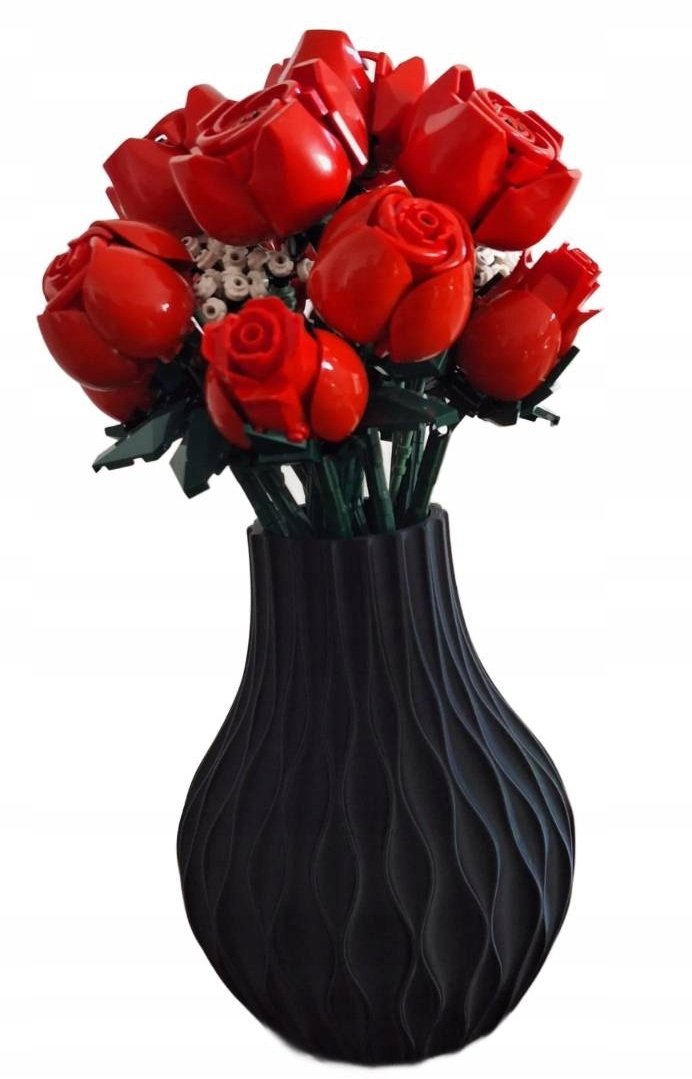 Wazon dekoracyjny na kwiaty, kwiaty Lego 20 cm - Czarny