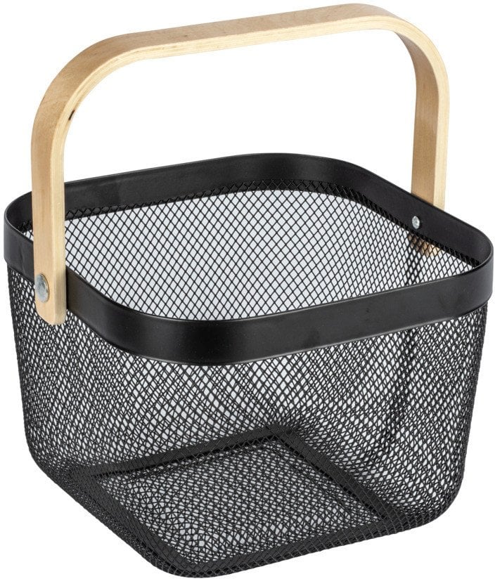 Koszyk metalowy na kosmetyki BAMBUSA, z bambusową rączką, WENKO