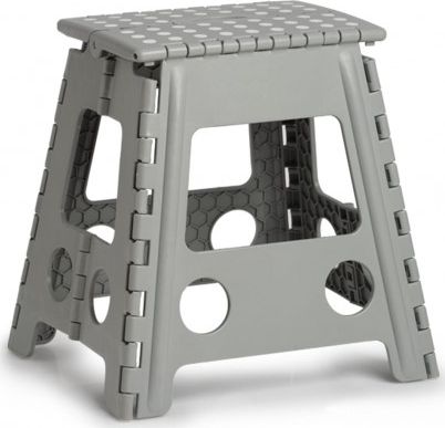 Zeller Składany stołek, plastikowy, szary, 38,5 x 31,5 x 39 cm