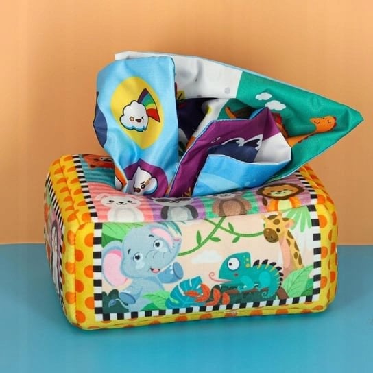 Zabawka dla malucha sensoryczna materiałowe pudełko z chusteczkami do wyciągania