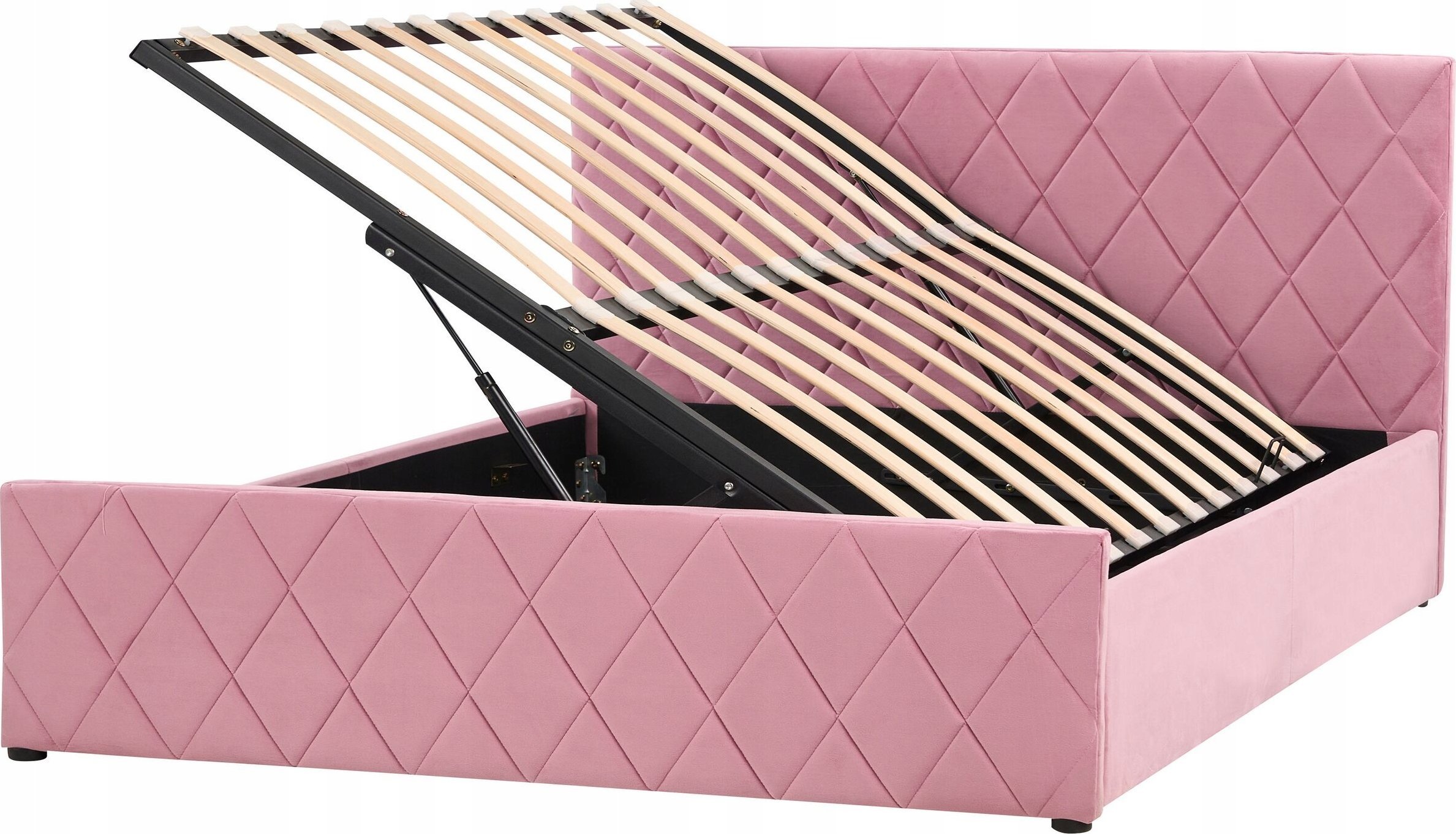 Beliani Łóżko z pojemnikiem welurowe 140 x 200 cm różowe ROCHEFORT