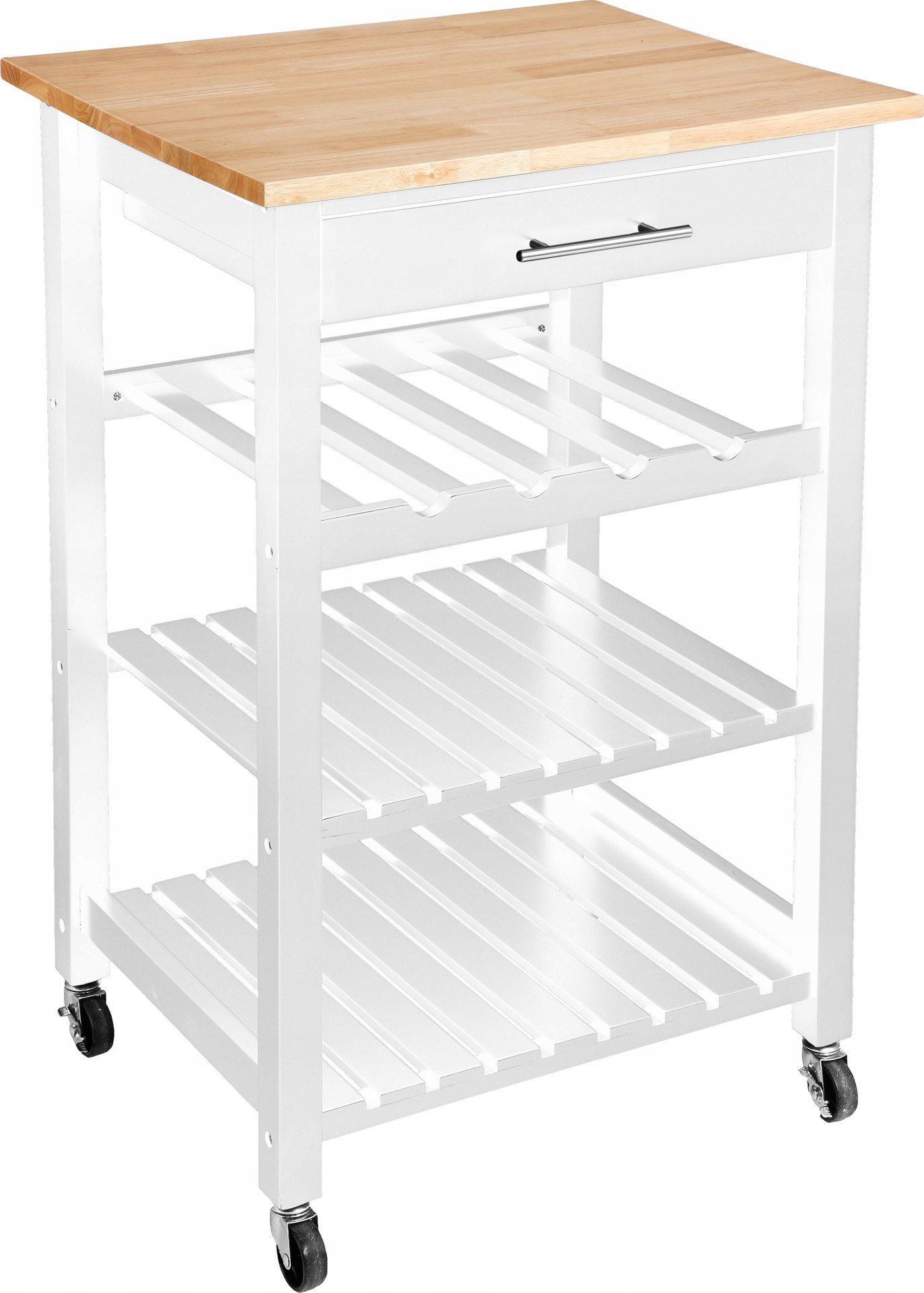 Atmosphera Wózek do kuchni drewniany, praktyczny regał na kółkach do serwowania