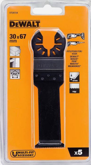 Dewalt Brzeszczot do cięcia twardego drewna 30x67mm 5szt. - DT20724