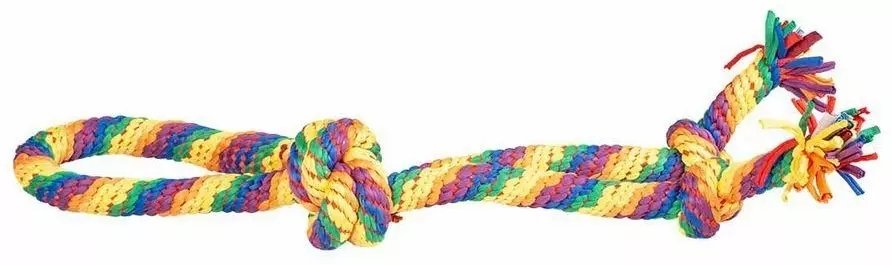 Duvo+ Zabawka sznurkowa elastyczna z węzłami i pętlą w multikolorze 60x12x7cm