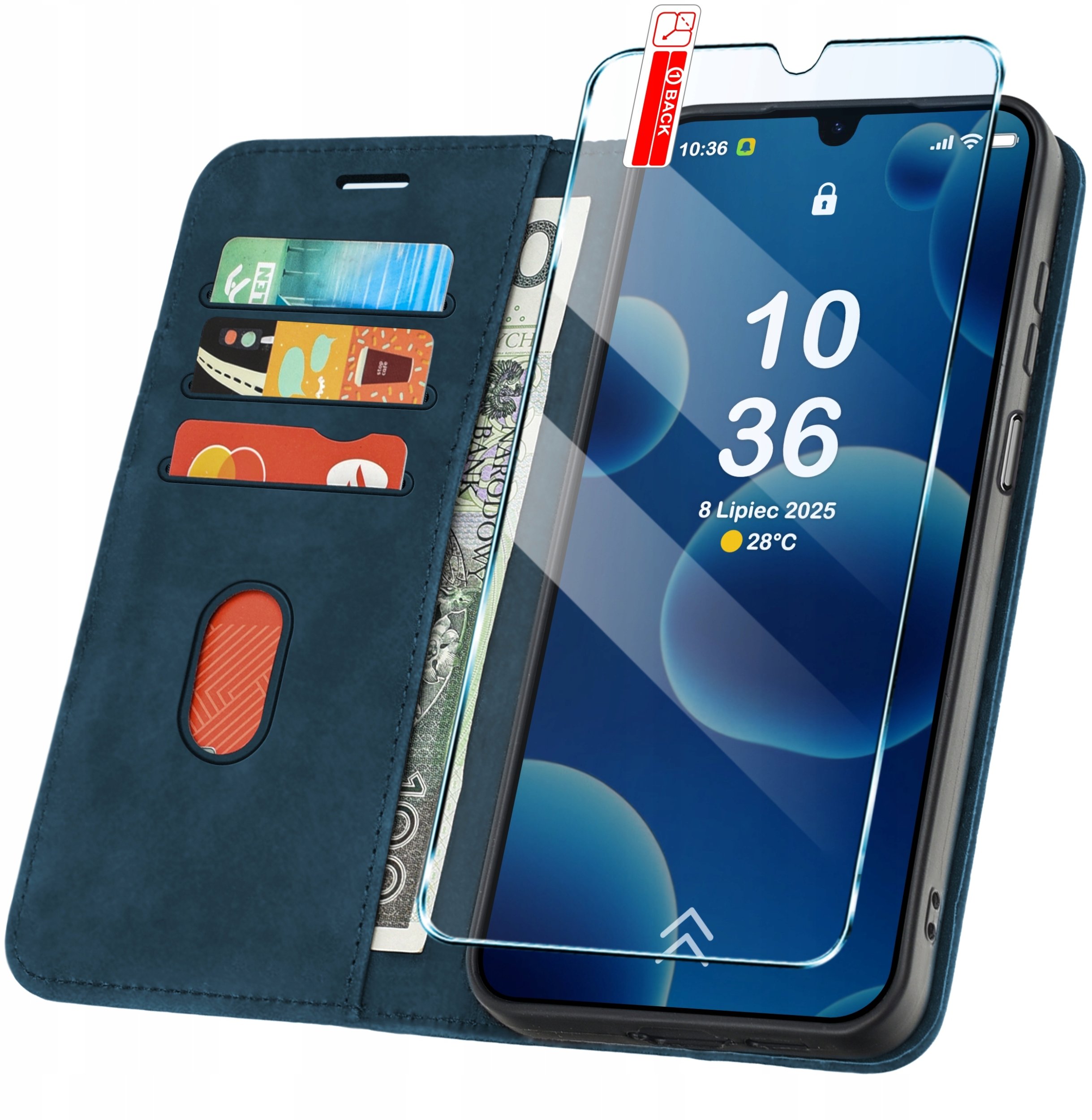 ETUI Z KLAPKĄ do Samsung A17 5G Zamykane Magnetyczne Skórzane + Szkło 9H