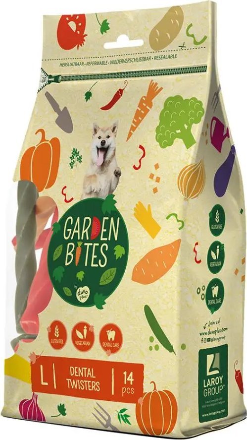 Duvo+ GARDEN BITES DENTAL TWISTERS "L" 16cm 14szt 3/36