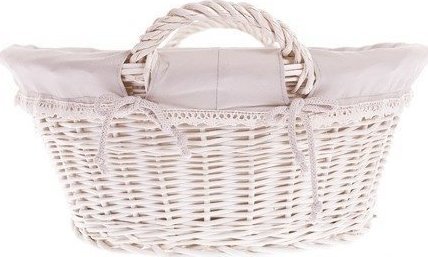 Kosz na pranie WickerPL Wiklinowa Wanienka Wybielana kosz na pranie z Obszyciem 60x44 H23 cm