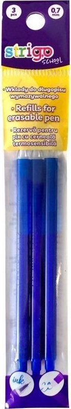 Wkłady do długopisów wymazyw. 0,7mm 3szt STRIGO
