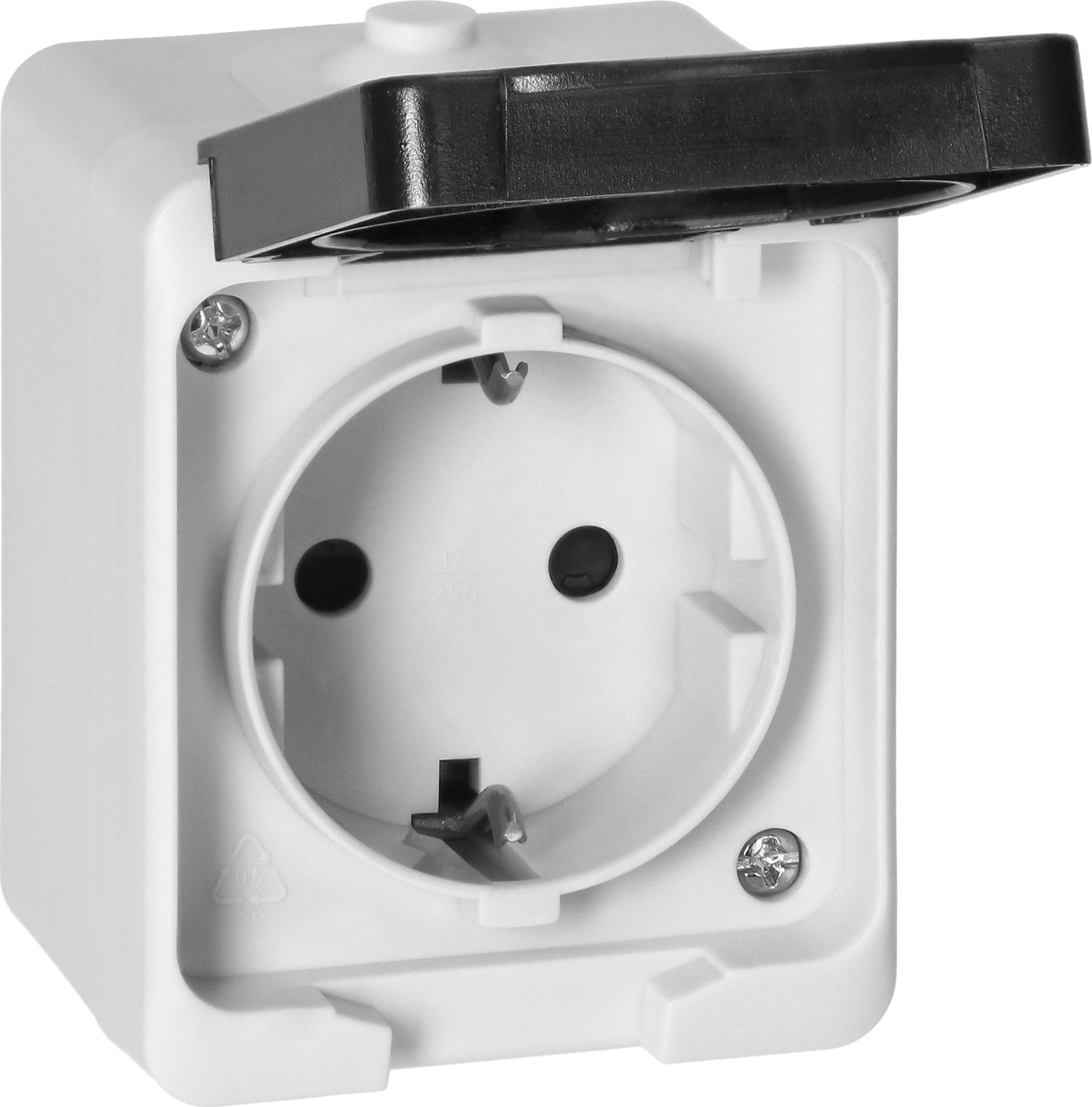 Orno Gniazdo pojedyńcze 2P+Z Schuko AQUATIC MINI IP 54 biało-czarne