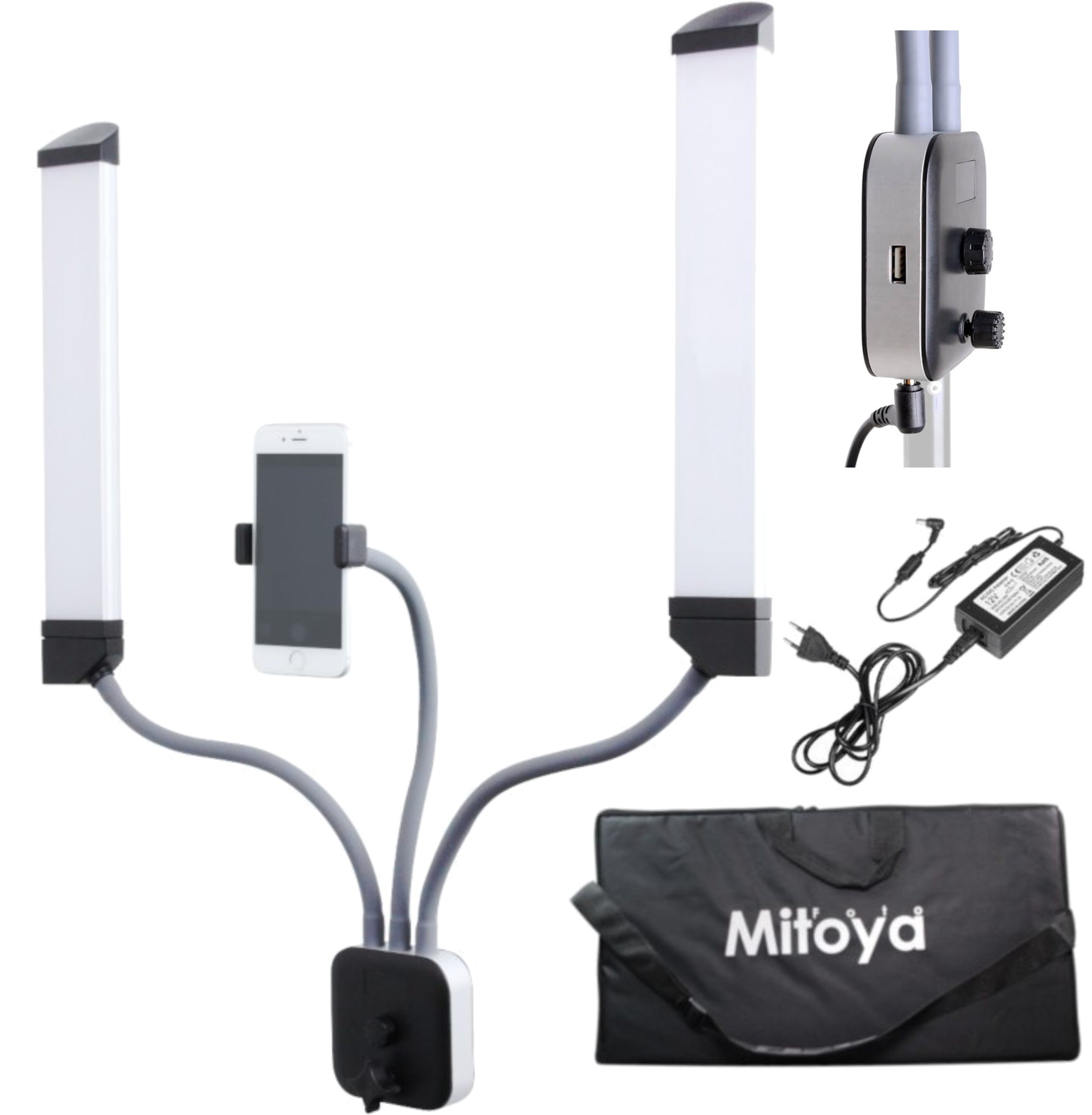 Lampa kosmetyczna LED 2w1 z giętkimi ramionami MITOYA MTY176